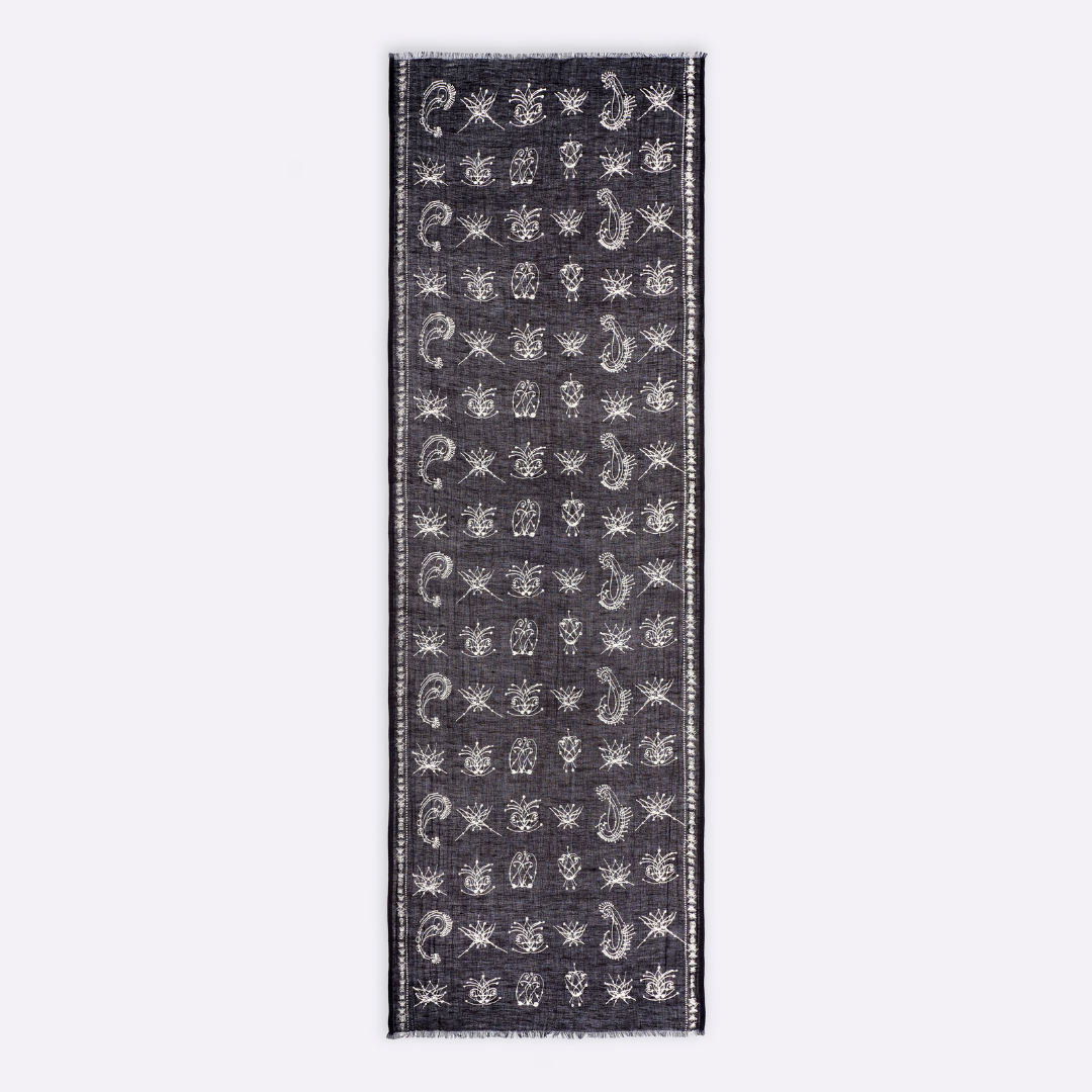 Écharpe En Lin Petrusse Anatole Anthracite Pour Femme Et Homme