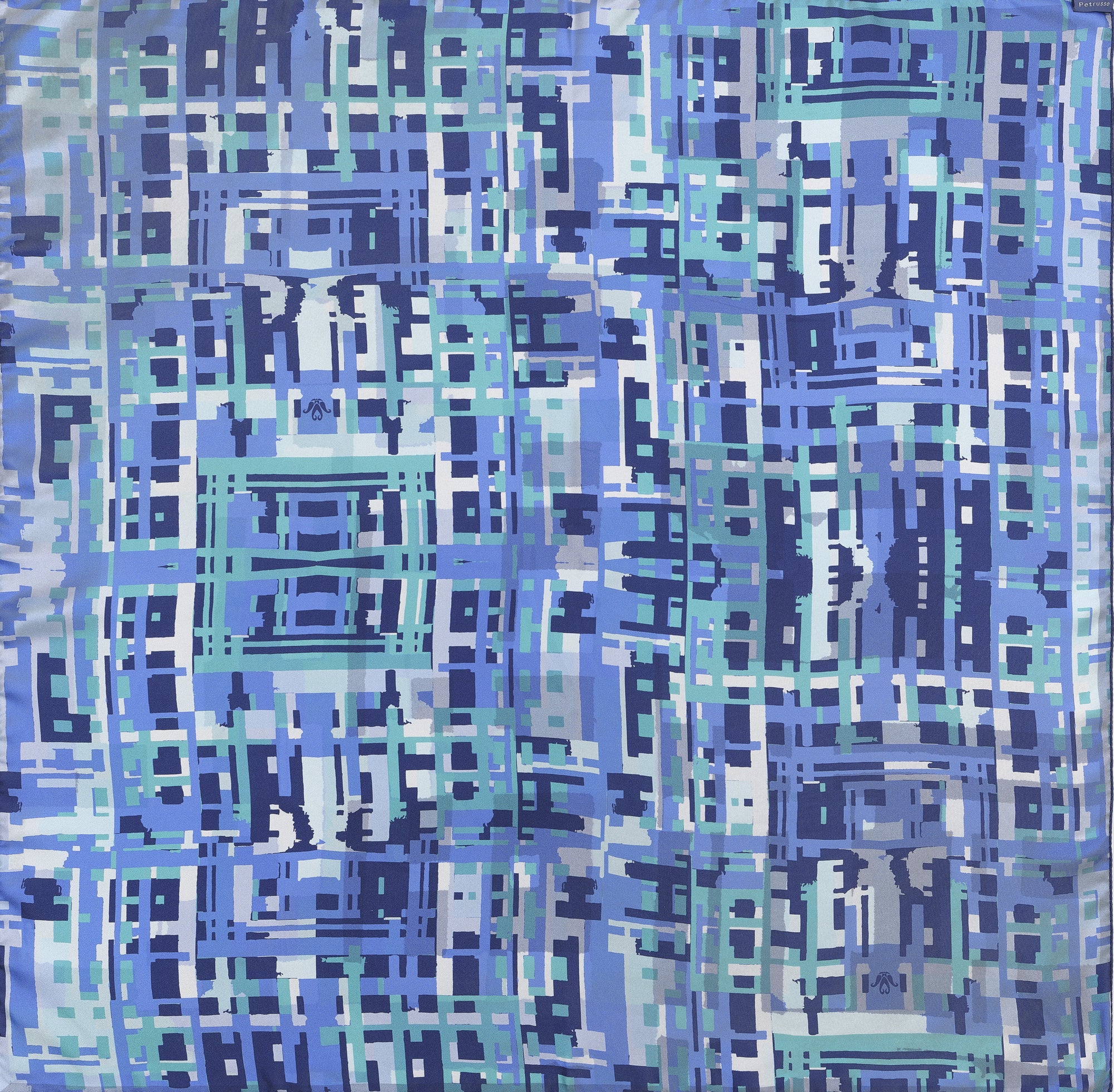 SILK SCARF 90 - ARIANE AQUA BLUE