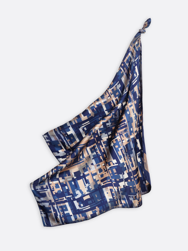 SILK SCARF 90 - ARIANE NAVY BLUE