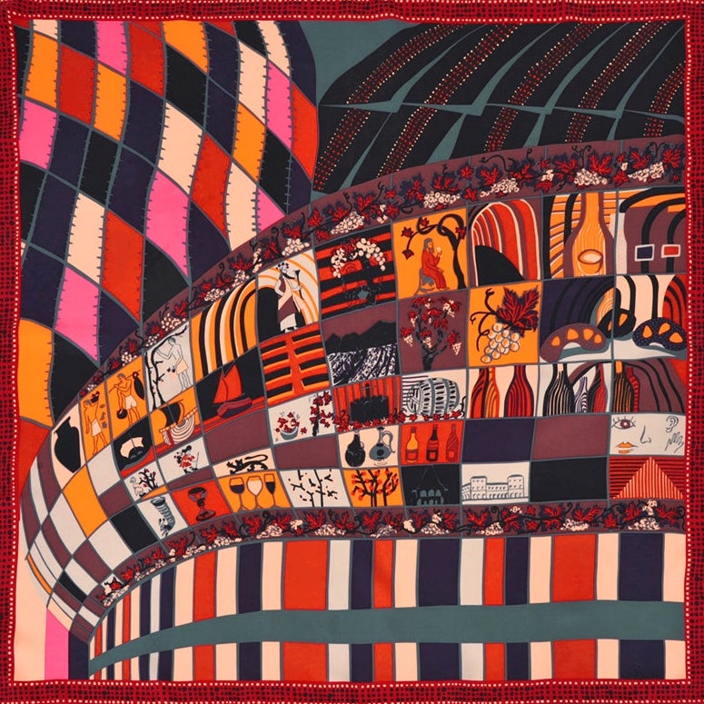 CARRE SOIE 90 - CALIX FRUIT ROUGE