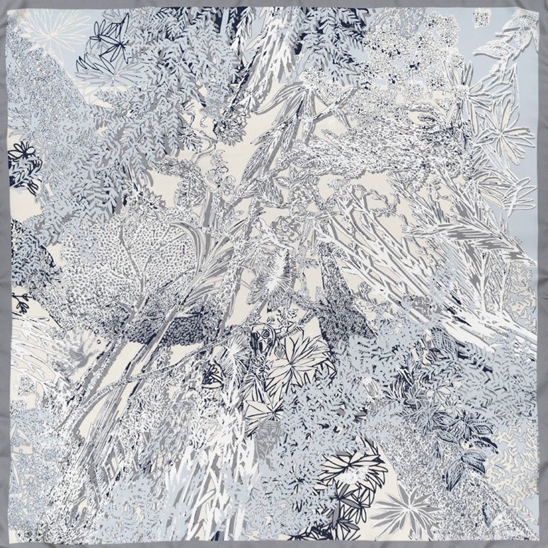 Carré En Soie 90X90 Petrusse Eve Gris | Foulard En Toile De Jouy 