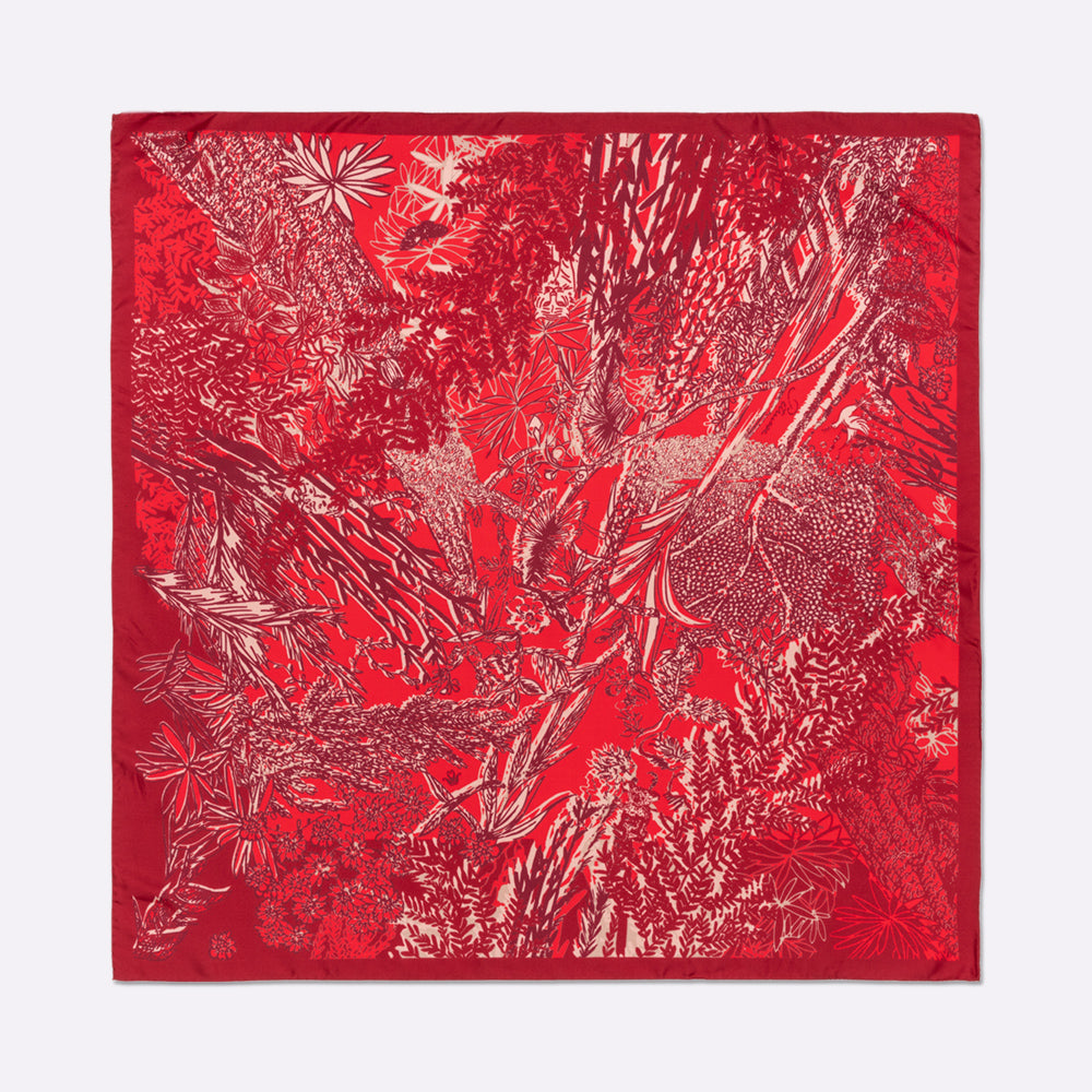 Carré En Soie 90X90 Petrusse Eve Rouge | Foulard En Toile De Jouy 