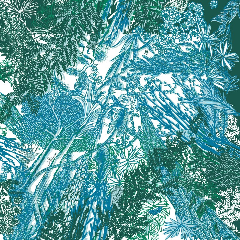 Carré en Soie 90x90 PETRUSSE EVE MENTHE | Foulard en Toile de Jouy 