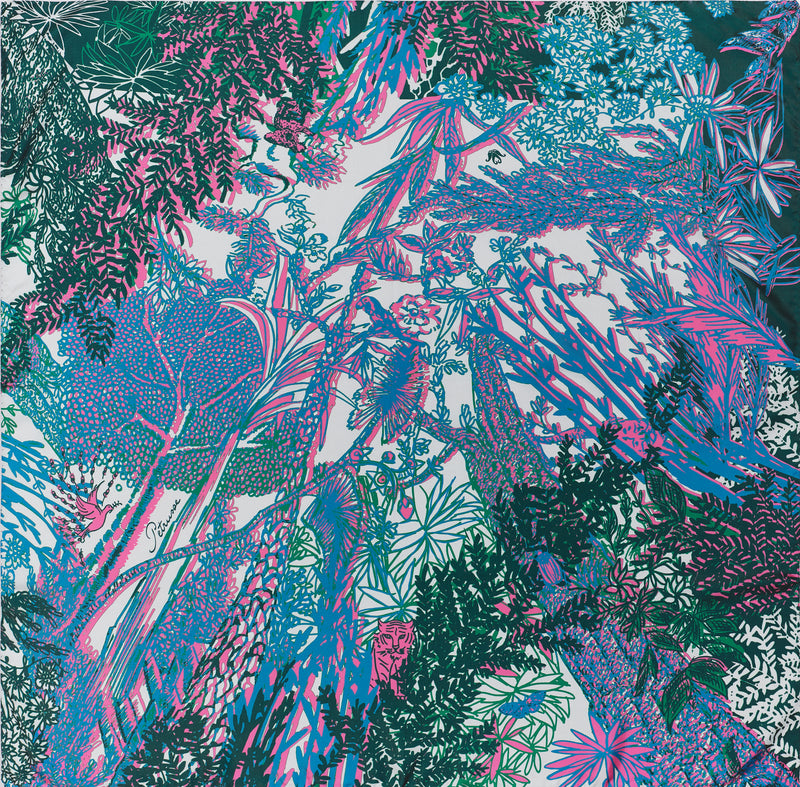 Carré en Soie 90x90 PETRUSSE EVE COCKTAIL | Foulard en Toile de Jouy 