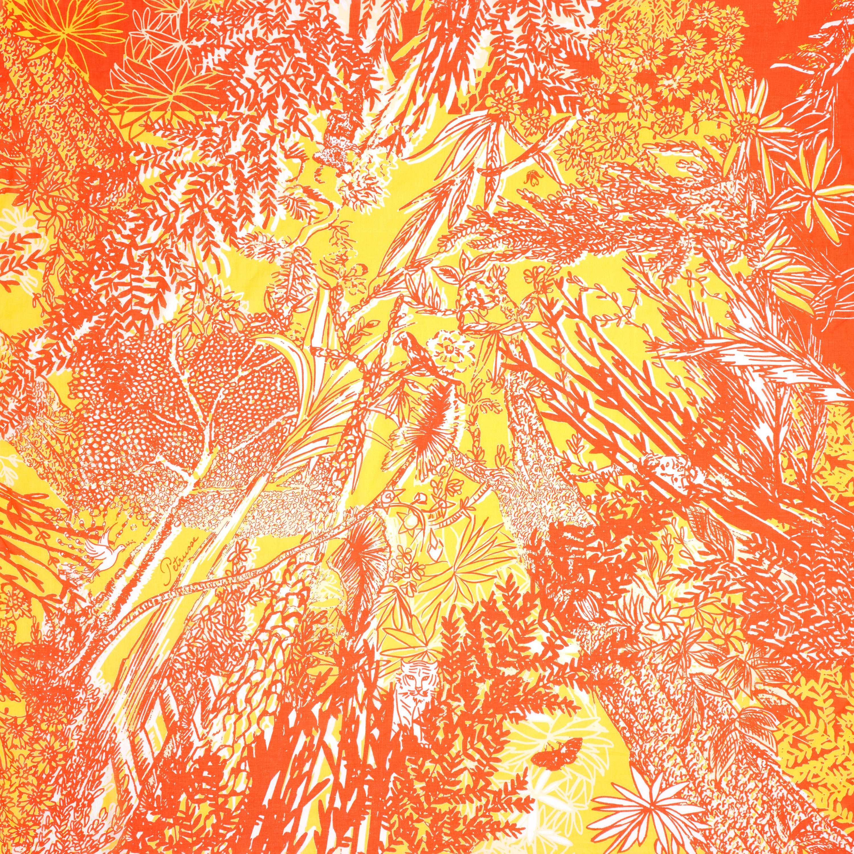 Carré En Soie 90X90 Petrusse Eve Orangeade| Foulard En Toile De Jouy 