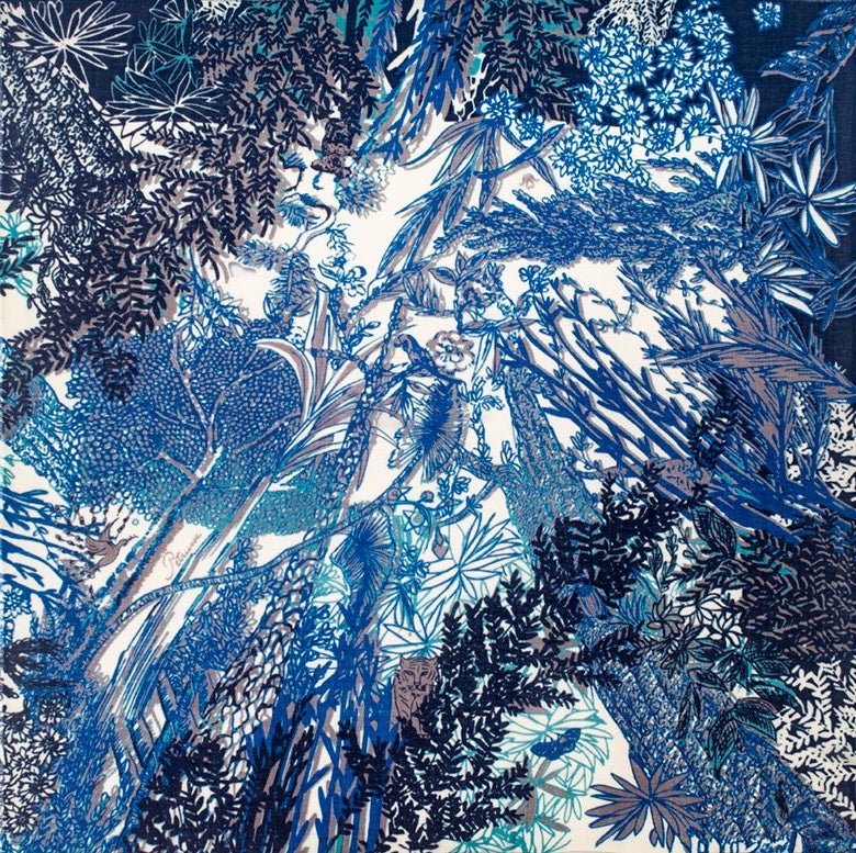 Carré en Laine 140 PETRUSSE EVE BLEU | Écharpe en Toile de Jouy
