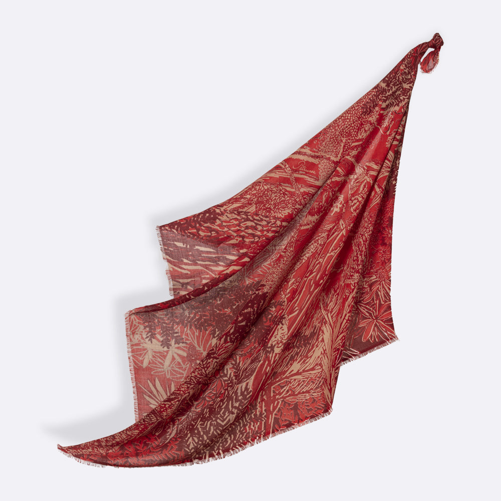 Carré en Laine 140 PETRUSSE EVE BORDEAUX | Écharpe en Toile de Jouy