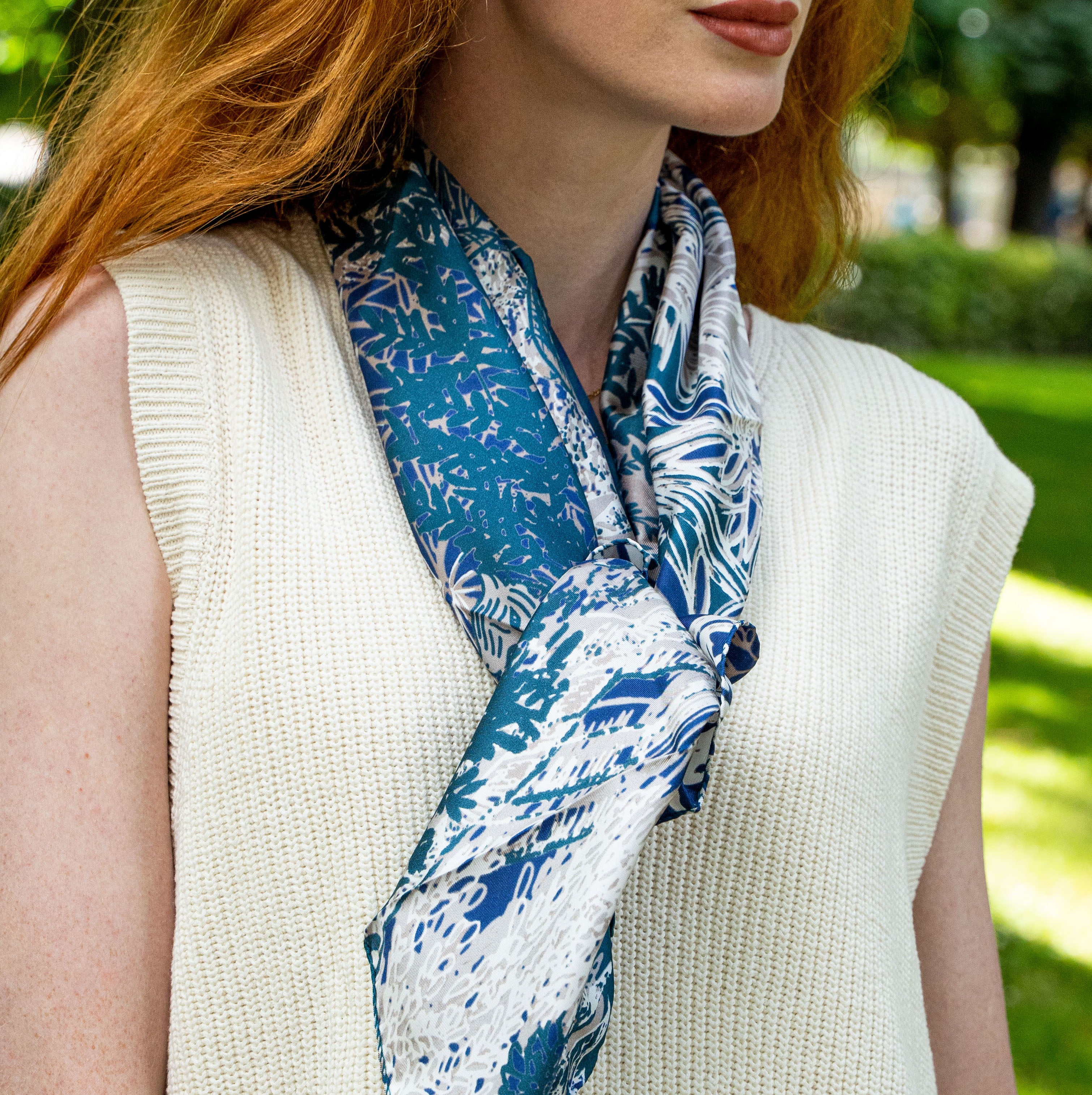 Carré En Soie 90X90 Petrusse Eve Emeraude | Foulard En Toile De Jouy 