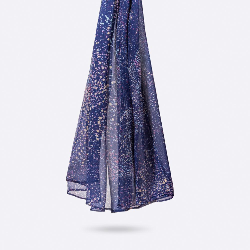 Maison Petrusse, Made In France, Etole Femme Celia Bleu Nuit 100% Soie - Women Silk Stole