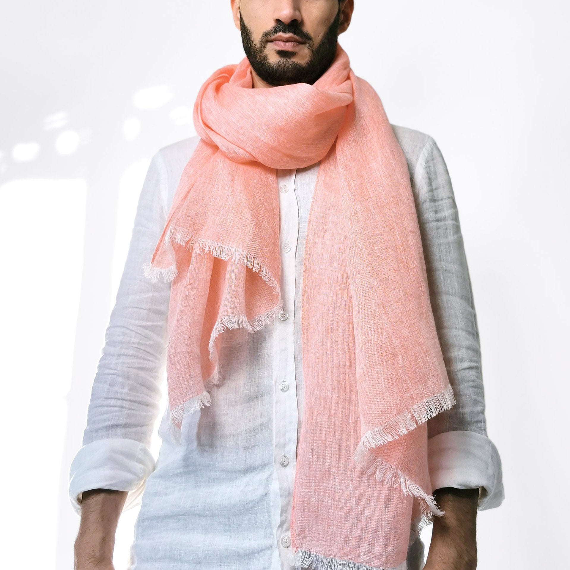 Écharpe En Lin Petrusse Lodyssee Corail | 100% Fabriqué En France 