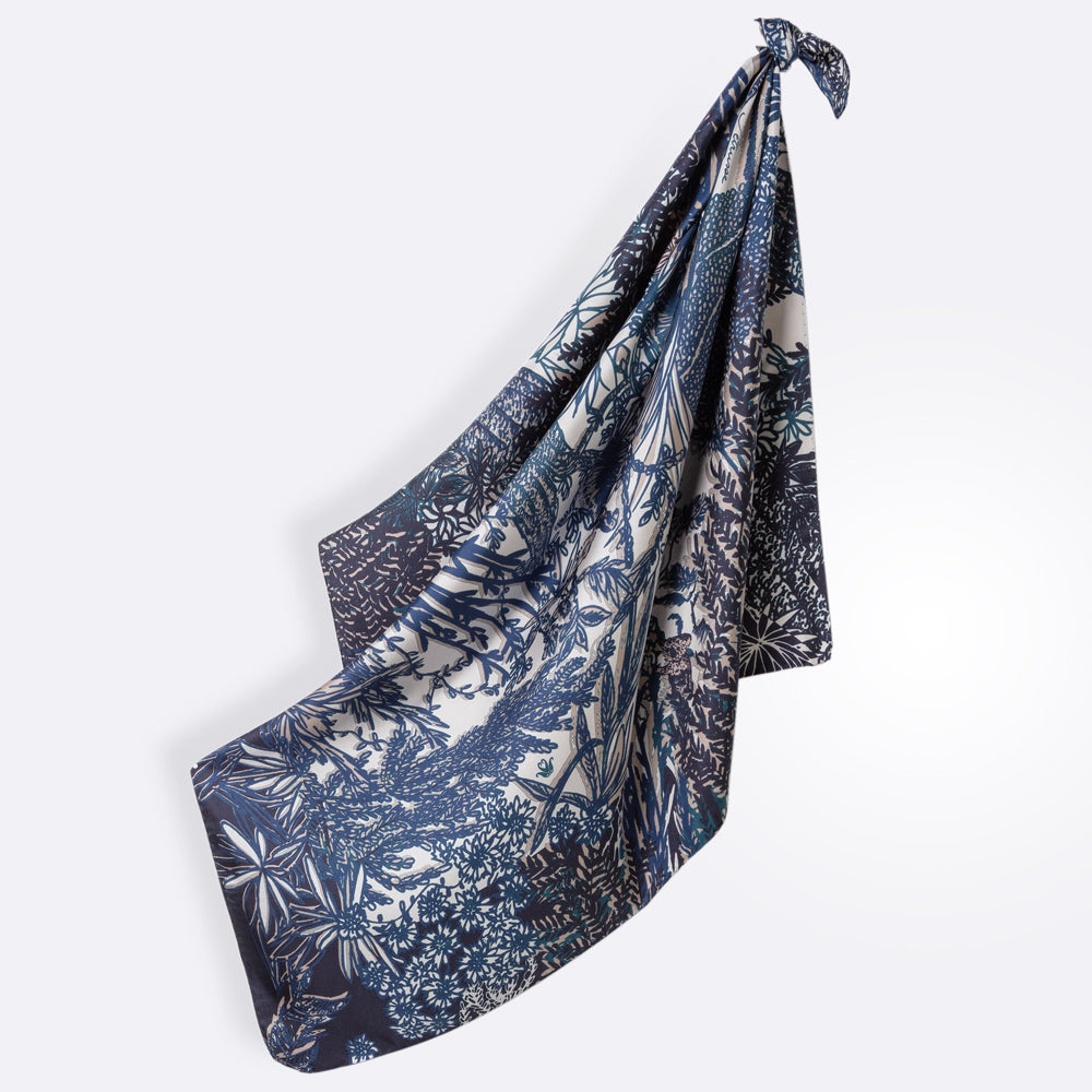 Carré En Soie 90X90 Petrusse Eve Marine | Foulard En Toile De Jouy 