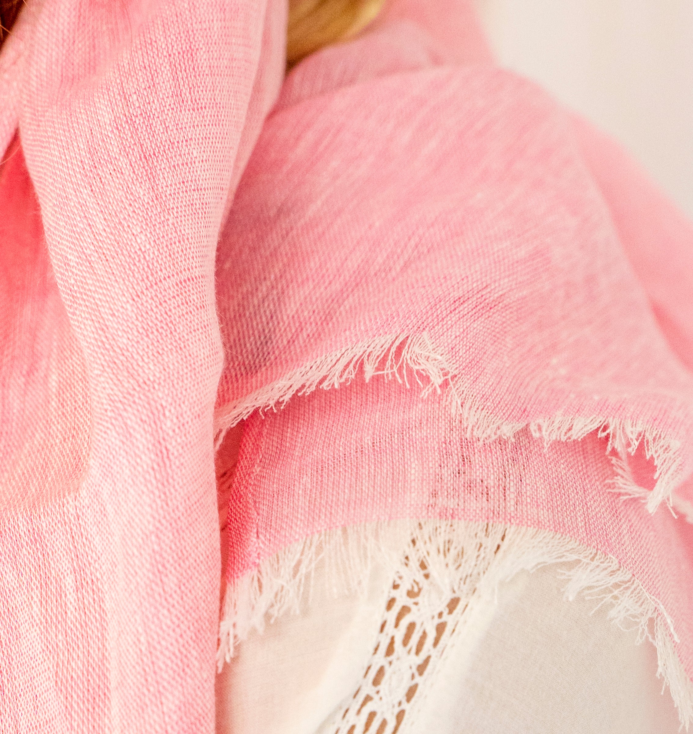Écharpe En Lin Petrusse Lodyssee Rose | 100% Fabriqué En France 