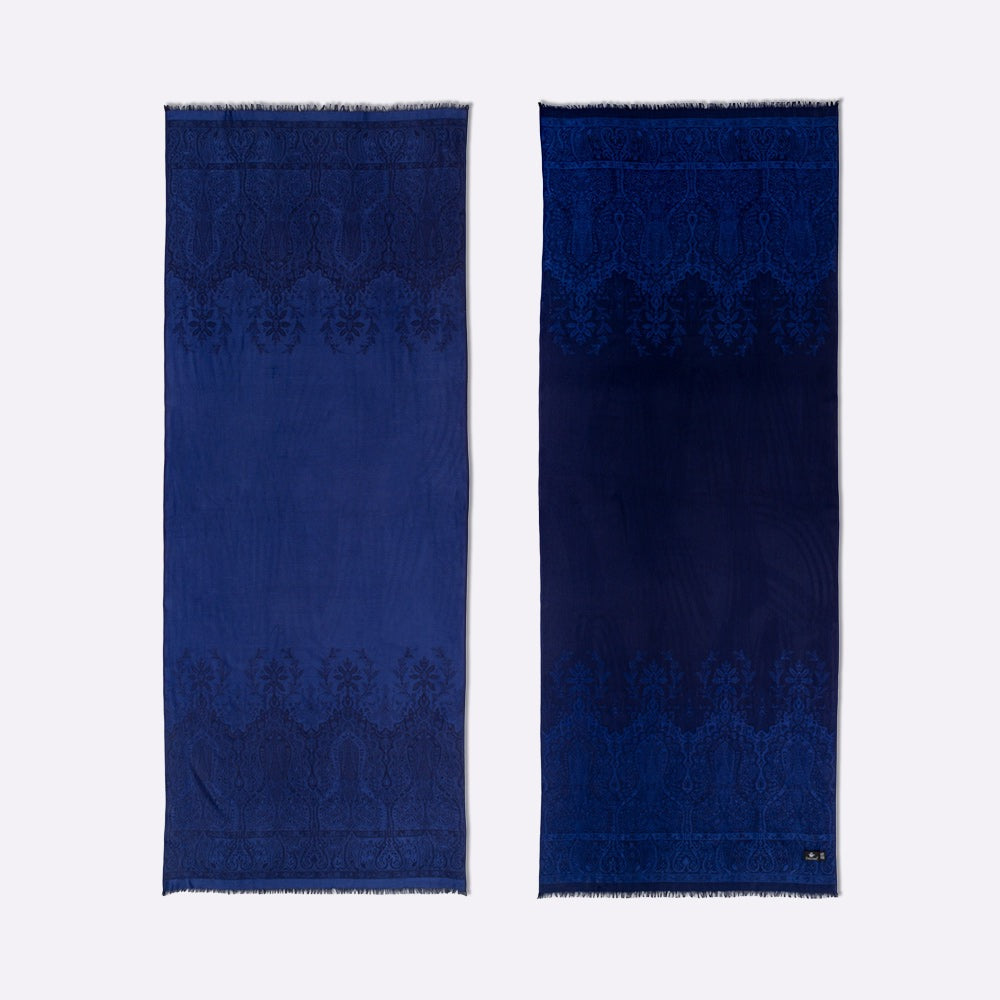Écharpe En Laine Et Soie Petrusse Palma  Navy | Etole Intemporelle