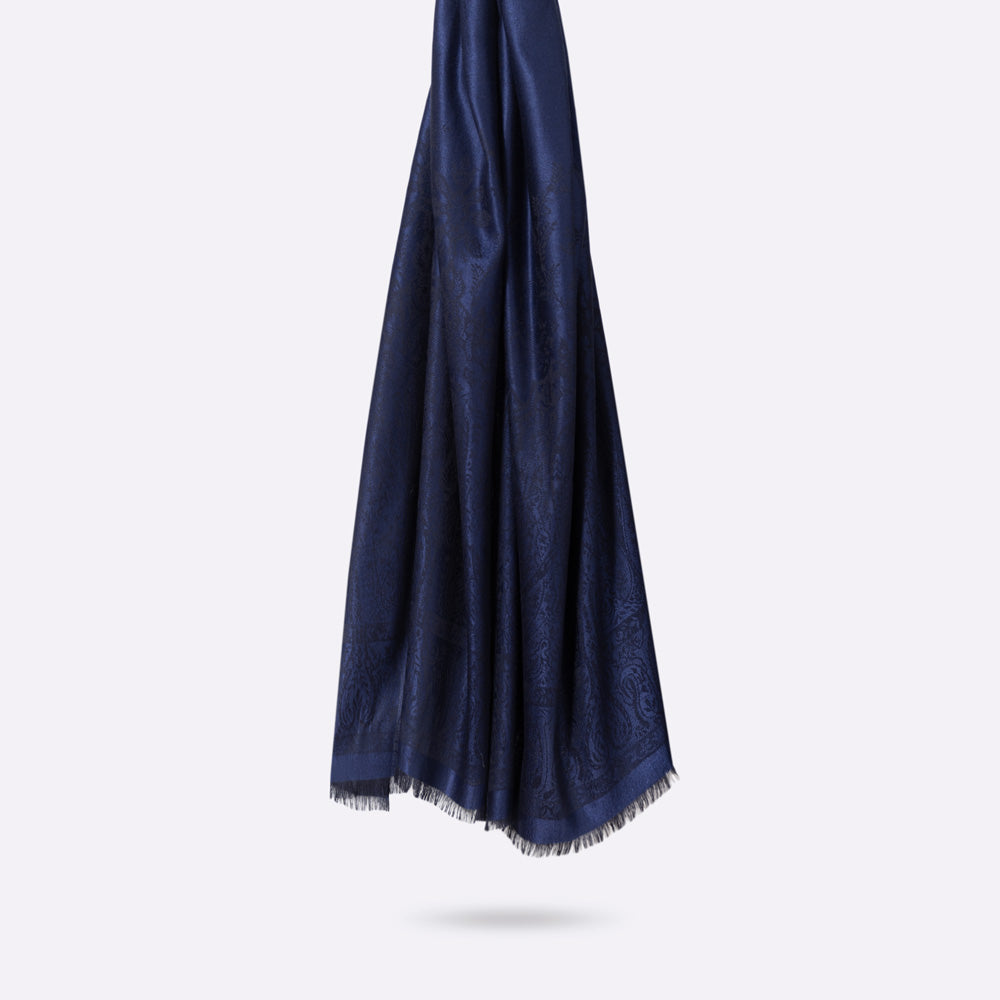 Écharpe En Laine Et Soie Petrusse Palma  Navy | Etole Intemporelle
