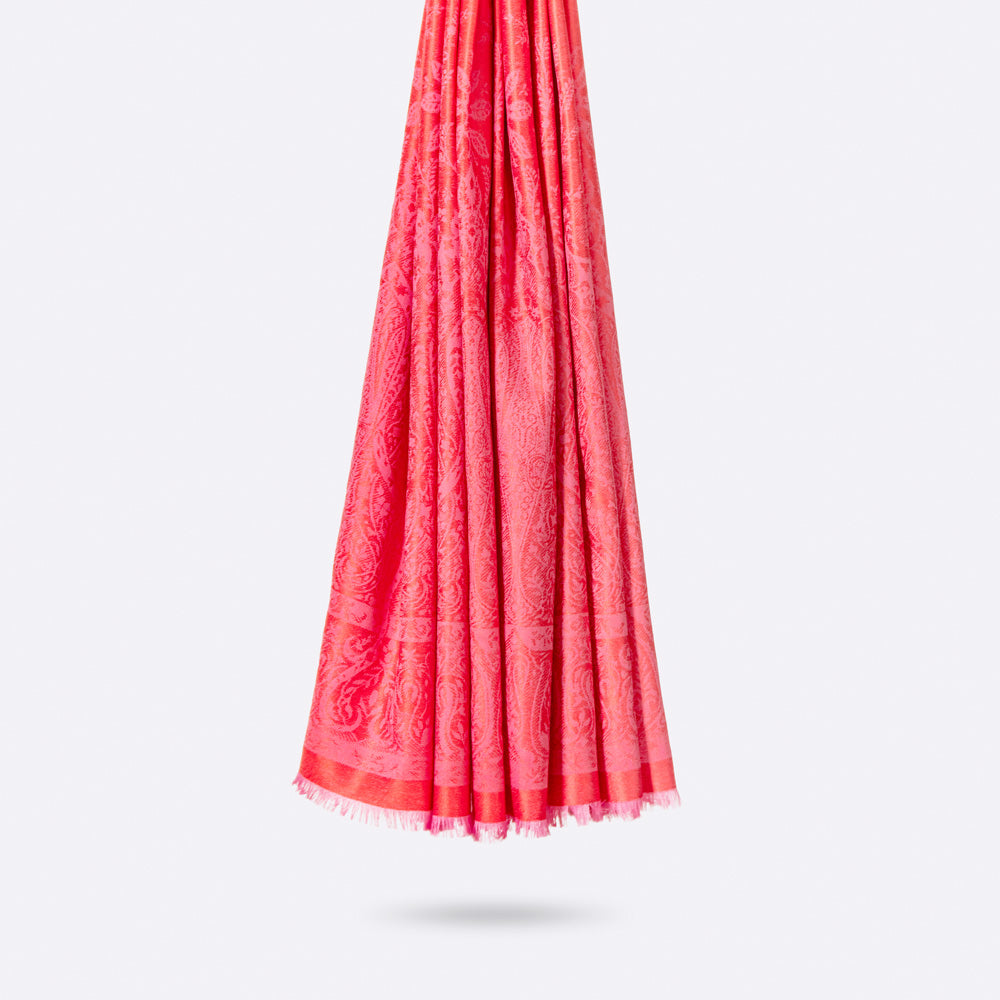 Écharpe En Laine Et Soie Petrusse Palma Fraise | Etole Intemporelle