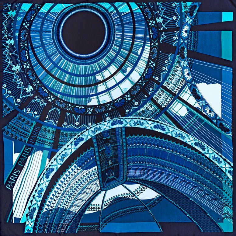 SILK SCARF 105 - PARIS NIGHT BLUE