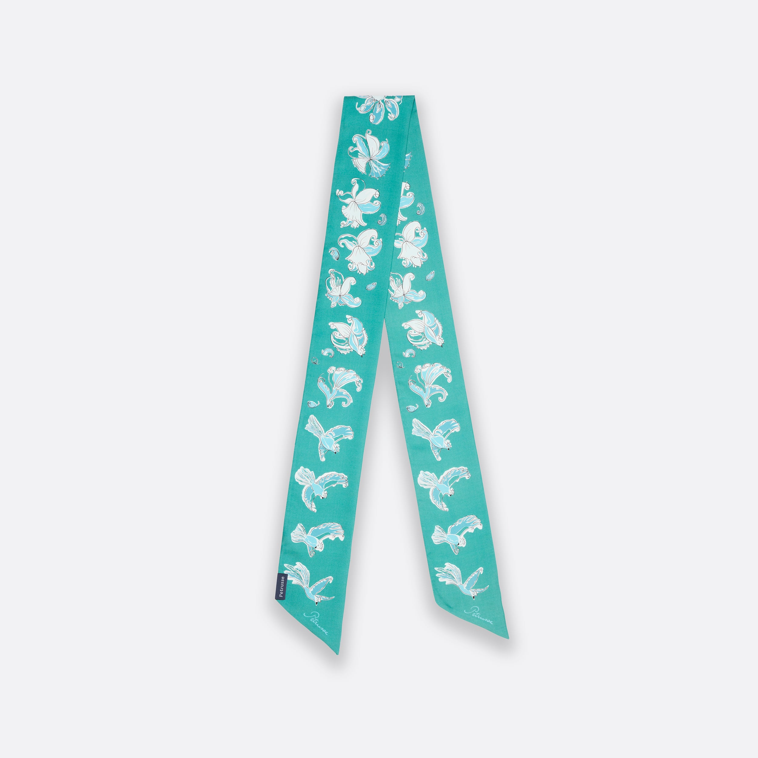 Petrusse Foulard Femme Diana Turquoise - Ruban En Soie