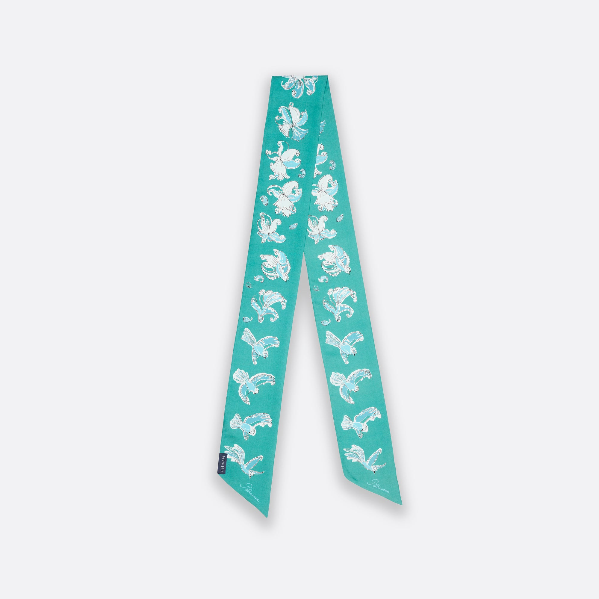 Foulard en soie turquoise avec motif paisley - Shirin Sehan Foulard en soie turquoise avec motif paisley - Shirin Sehan