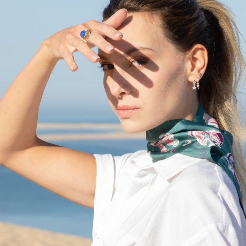 Foulard Femme Petrusse Diane Emeraude  - Ruban En Soie