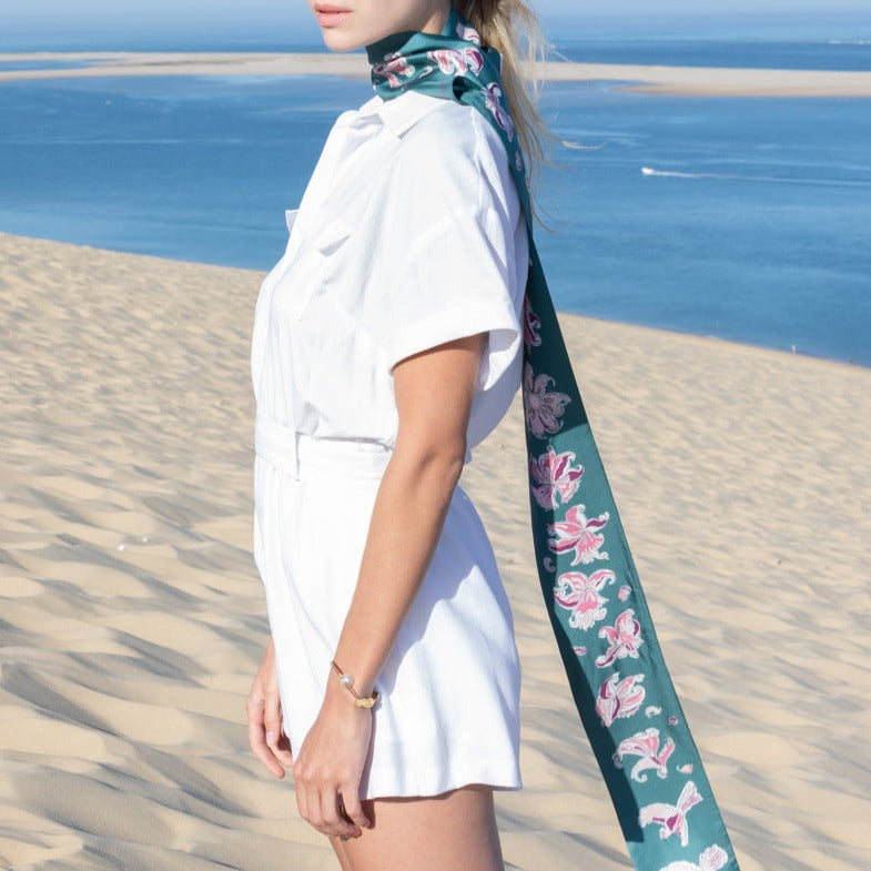 Foulard Femme Petrusse Diane Emeraude  - Ruban En Soie