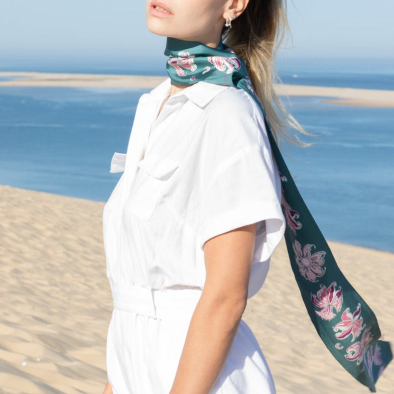 Foulard Femme Petrusse Diane Emeraude  - Ruban En Soie