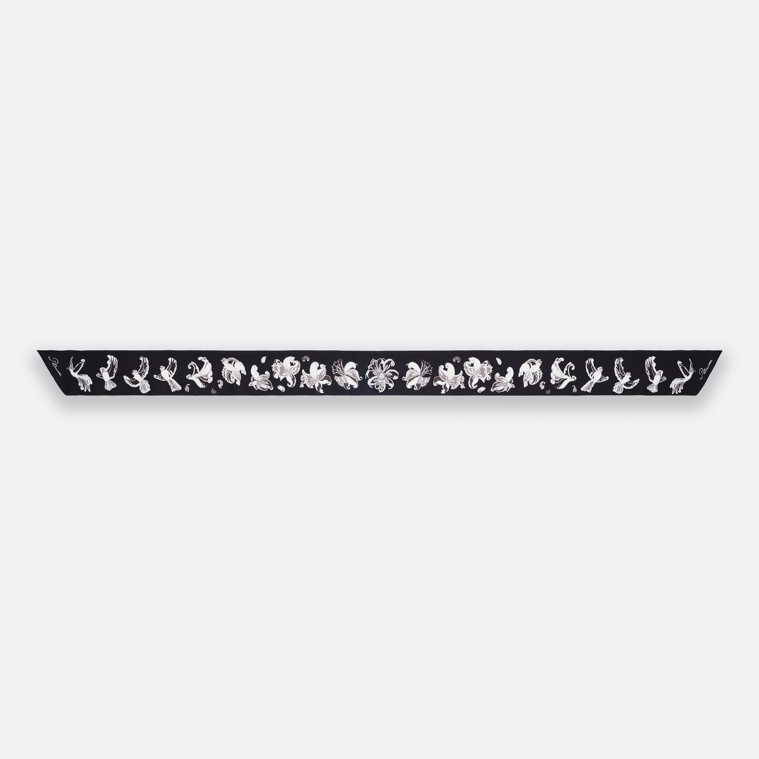Foulard Femme Petrusse Diane Noir - Ruban En Soie