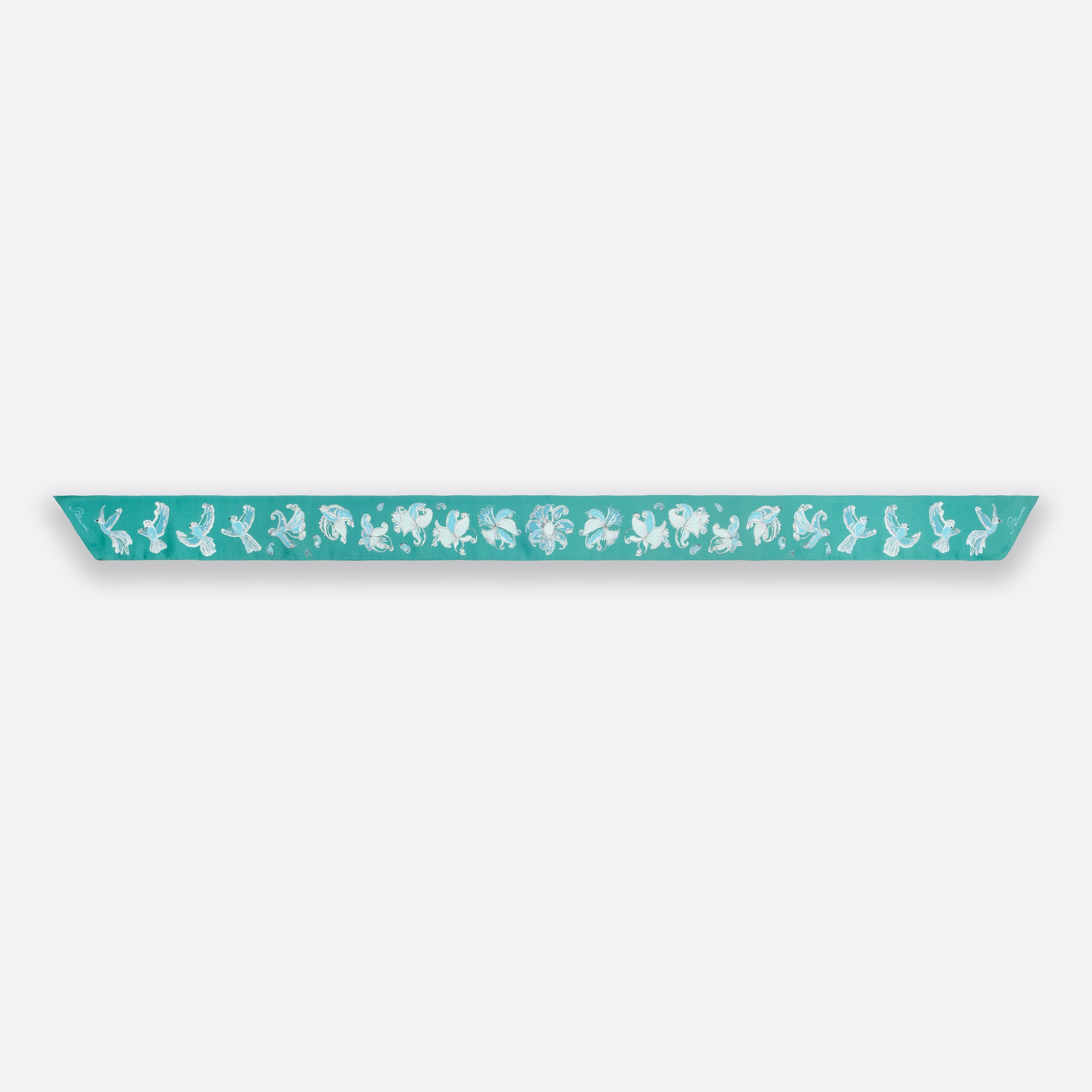 Foulard Femme Petrusse Diane Turquoise - Ruban En Soie