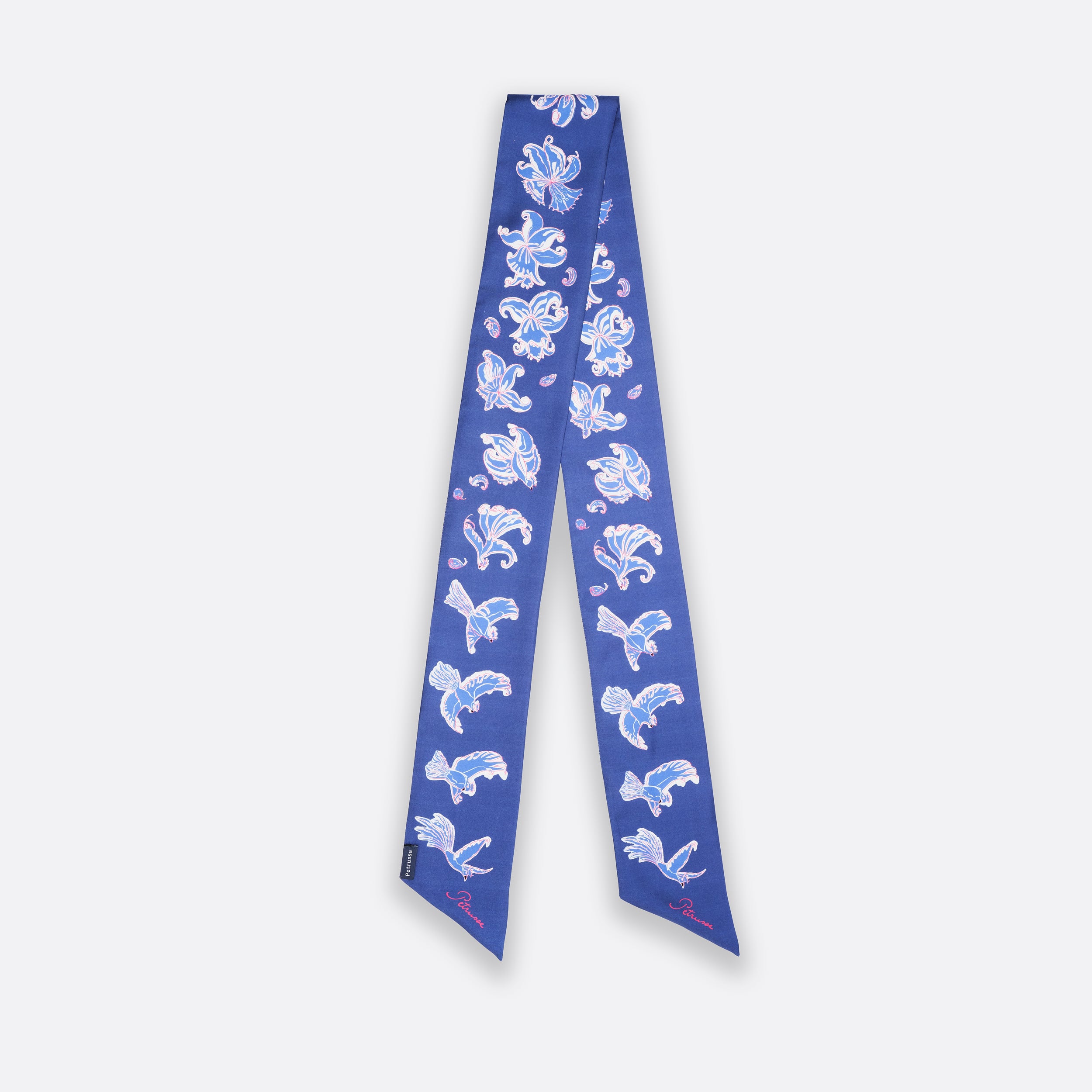 Foulard Femme Petrusse Diane Bleu - Ruban En Soie