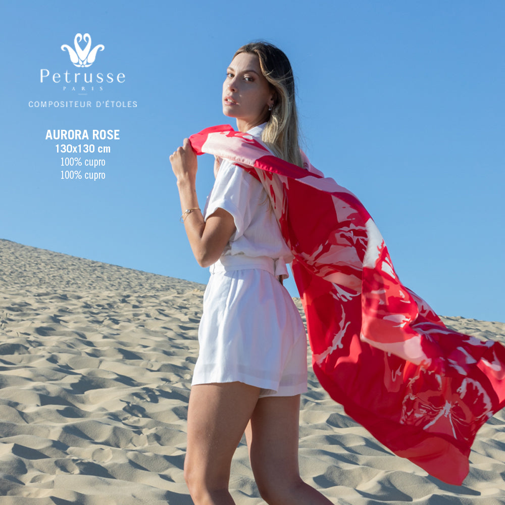 Petrusse Carre Cupro 130 - Aurora Rose