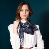 Carré En Soie 90X90 Petrusse Eve Marine | Foulard En Toile De Jouy 