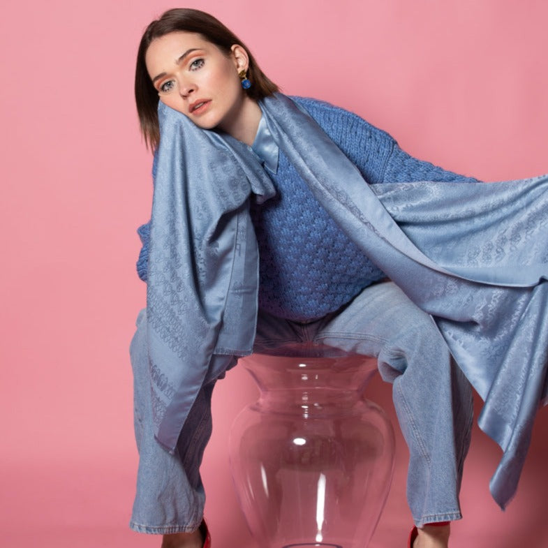 Écharpe En Laine Et Soie Petrusse Eternite Denim | Made In France