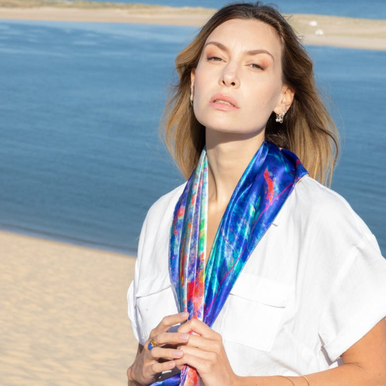 SILK SCARF 90 - LIV NEON