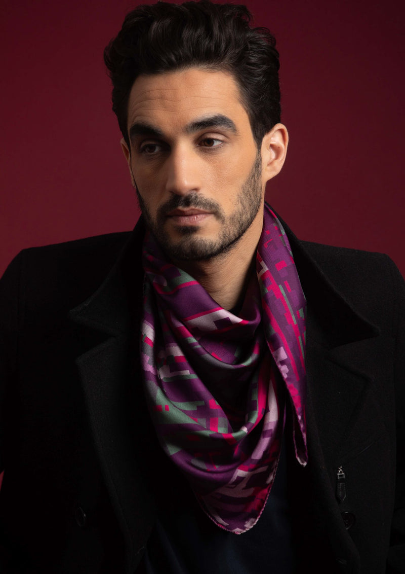 SILK SCARF 90 - ARIANE PRUNE